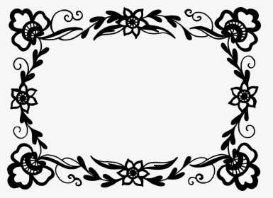 Flowers Frame Black And White, HD Png Download, Free Download