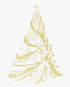 Decorative Golden Tree Ornament Transparent Christmas - Christmas Tree Clipart Gold, HD Png Download, Free Download
