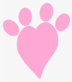 Transparent Pink Heart Clipart Png - Pink Heart And Paw Prints, Png Download, Free Download