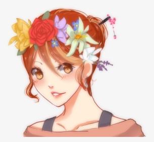 Transparent Hair Flower Png - Flower Crown Anime Girl Transparent, Png Download, Free Download