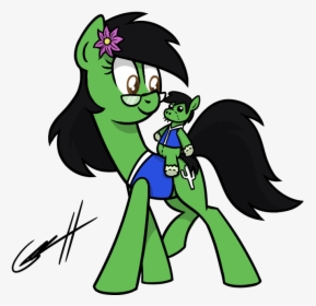 Gearholder, Earth Pony, Flower In Hair, Glasses, Oc, - Cartoon, HD Png Download, Free Download