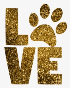 Paw Print, Love, Paws, Animal, Pet, Gold Glitter - Gold Glitter Paw Print, HD Png Download, Free Download