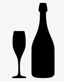Download Free Champagne Bottle Svg Clipart Wine Glass - Black And White Champagne Bottle Clipart, HD Png Download, Free Download