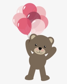 Ballon Drawing Teddy Bear - Cute Bear With Balloons, HD Png Download, Free Download