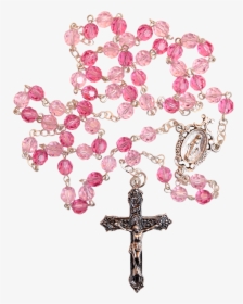 Pink Crystal Gold Rosary - Pink Rosary Beads Png, Transparent Png, Free Download