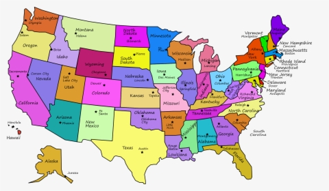 Map Of Usa States With Names And Capitals, HD Png Download, Free Download