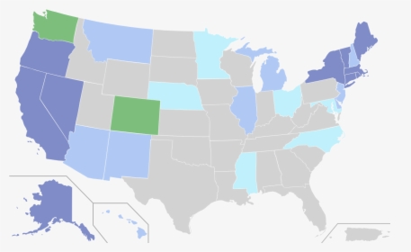 Map Of Us State Cannabis Laws - Age Of Losing Virginity By State, HD Png Download, Free Download