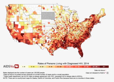 Us Map Of Hiv, HD Png Download, Free Download
