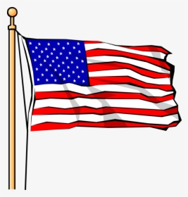 Vector Illustration Of United States Of America Stars - American Flag With Pole Painting, HD Png Download, Free Download