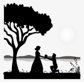 Cat Silhouette Illustration - Love Proposal Background, HD Png Download, Free Download
