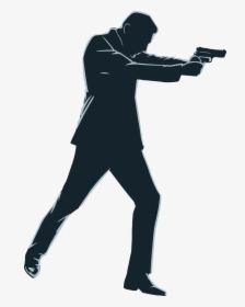 Gun,standing,shooting Shooting,combat Pistol Shooting,illustration - Spy Silhouette, HD Png Download, Free Download