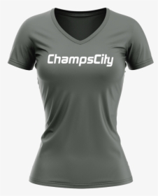Playera Basic Champscity Jaspe Dama"  Class="lazyload - Tshirt Women Mockup V, HD Png Download, Free Download