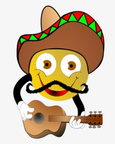 Cartoon, Mexicans, Smiley, Guitar, Sombrero, Party - Mexico Flag Emoji, HD Png Download, Free Download