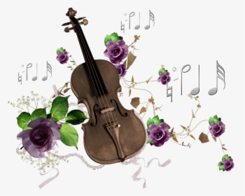 Guitar Roses Painted Purple Musical Note Instrument - Transparent Background Violin Png, Png Download, Free Download