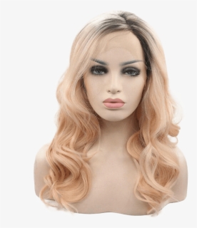 Peachy Blonde Wavy Long Lace Front Wig - Wig, HD Png Download, Free Download