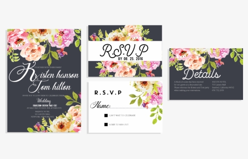 Elegant Floral Invitation Set Wedding Invitation Card - Elegant Flower Wedding Invitation, HD Png Download, Free Download