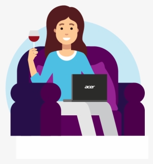 Weekdays Teacher Education Wine Laptop Couch Acer Microsoft - Girl, HD Png Download, Free Download