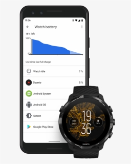 Wear Os Combined Battery Details - Suunto 7, HD Png Download, Free Download