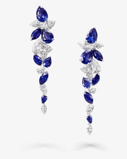 Graff High Jewellery Foliage Sapphire And Diamond Earrings - Earrings, HD Png Download, Free Download