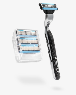 4 Mach3 Razor Blade Cartridges Handle Included - Brush, HD Png Download, Free Download