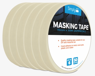 Masking Tape Pk 6 Rolls Of 36mm X 50m - Box-sealing Tape, HD Png Download, Free Download