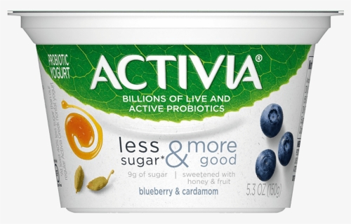 Activia® Blueberry & Cardamom Probiotic Yogurt With - Activia Less Sugar More Good, HD Png Download, Free Download