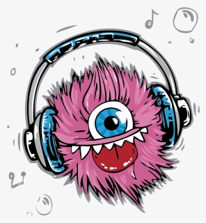 T Shirt Headphones Monster Cable Clip Art - Monster Headphones Cartoon Logo, HD Png Download, Free Download