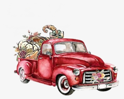 #watercolor #truck #thanksgiving #harvest #cornucopia - Christmas Truck Png Free, Transparent Png, Free Download