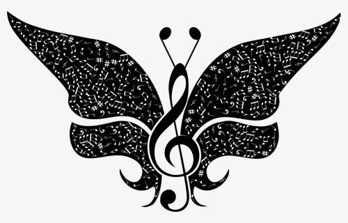 Transparent Butterfly Silhouette Png - Treble Clef Butterfly, Png Download, Free Download