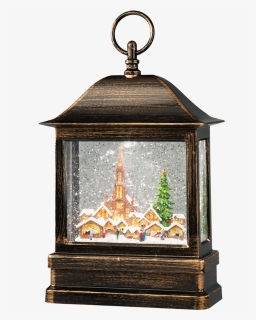 Led Snow Lantern "church And Christmas Market", 25cm - Santa Claus, HD Png Download, Free Download
