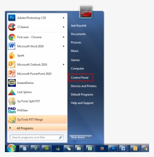 Click On Control Panel - R99254 Exe Windows 7 Download, HD Png Download, Free Download