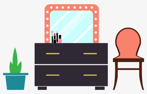 Vector Hand Drawn Simple Dressing Table With Potted - Chest Of Drawers, HD Png Download, Free Download