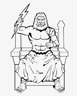 Zeus With Thunderbolt Drawing , Png Download - Desenho De Mitologia Grega, Transparent Png, Free Download