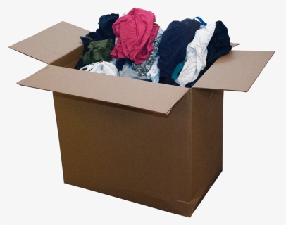 Cardboard Box Filled With Clothes , Png Download - Cardboard Box With Clothes, Transparent Png, Free Download