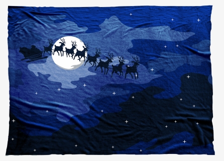 Santa"s Sleigh Flying Against A Blue Night Sky - Herd, HD Png Download, Free Download