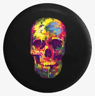 Watercolors Neon Dripping Paint Skull Jeep Camper Spare - Painted Skull, HD Png Download, Free Download