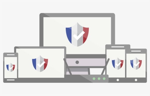 Shields With The French Flag On Computers, Mobile Phones, - Expressvpn, HD Png Download, Free Download