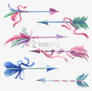 Free Png Download Blue Watercolor Arrow Png Images - Bohemian Feathers Png, Transparent Png, Free Download