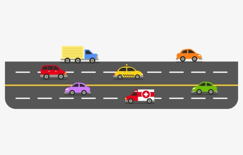 Vector Roads City - Road With Cars Clipart, HD Png Download, Free Download