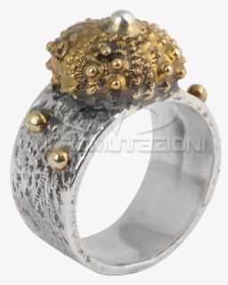 Sea Urchin Silver Ring With Brass Element Rings - Titanium Ring, HD Png Download, Free Download