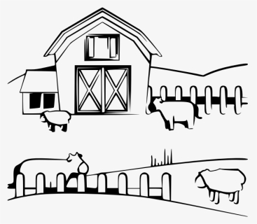 Farm Silhouette - Farm Black And White Clipart, HD Png Download, Free Download