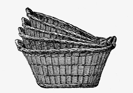 Laundry Drawing Clothes Basket - Vintage Laundry Hanger Clip Art, HD Png Download, Free Download