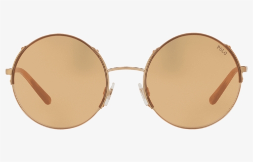 Half Rim Round Sunglasses In Shiny Rose Gold - Bronze, HD Png Download, Free Download