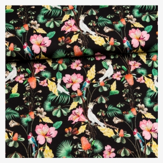 Cotton Jersey Digital Printed Tropical Flowers Multicolored - Motif, HD Png Download, Free Download