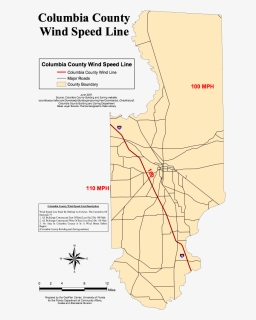 Here"s The Official Wind Zone Map For Columbia County - Map, HD Png Download, Free Download