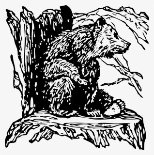 Tree Stump Computer Icons Stump Grinder Download Drawing - Drawn Bear On A Stump, HD Png Download, Free Download