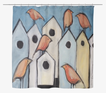 Birds On Houses Woven Oxford Cloth Shower Curtain Williams - Painting, HD Png Download, Free Download