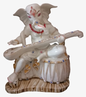 Ganesh Ji Marble Look Murti Playing Sitar Musical Instrument - Figurine, HD Png Download, Free Download