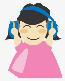 Girl With Headphones Vector Illustration - Listen To Music Png Clipart, Transparent Png, Free Download