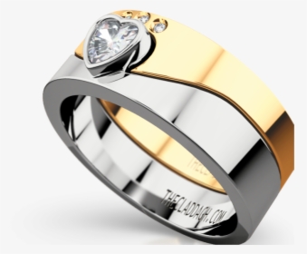 Two Part Claddagh Band In 14 Karat In Two Tone Gold - Pre-engagement Ring, HD Png Download, Free Download